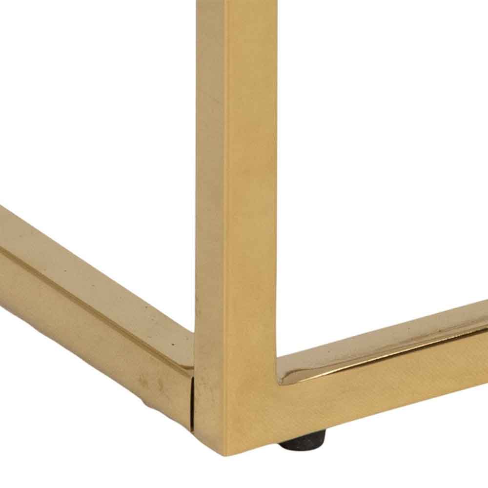 Allen White Marble Effect Glass Bedside Cabinet with Gold Base