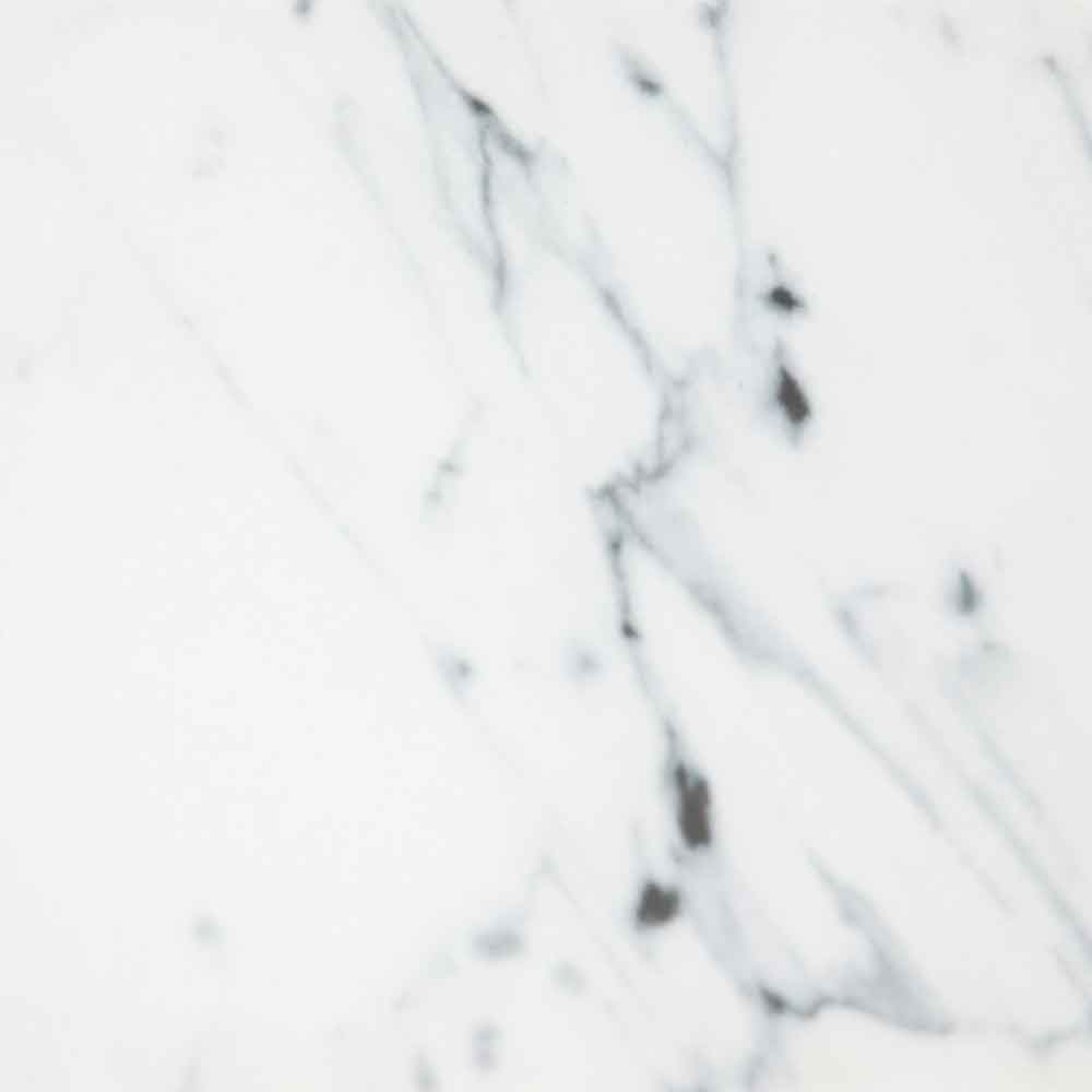 Allen White Marble Effect Glass Bedside Cabinet with Gold Base