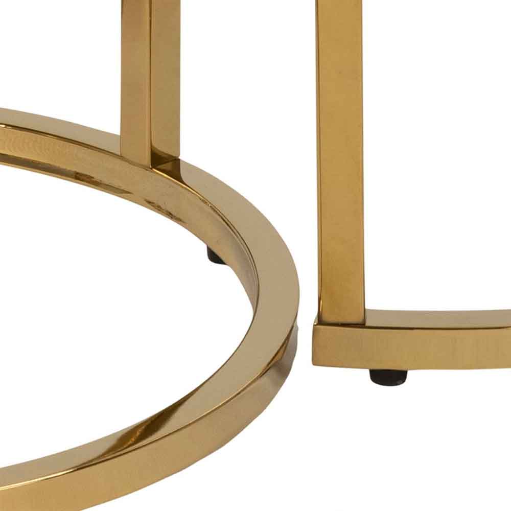 Allen White Marble Effect Glass Nest of 2 Tables with Gold Base