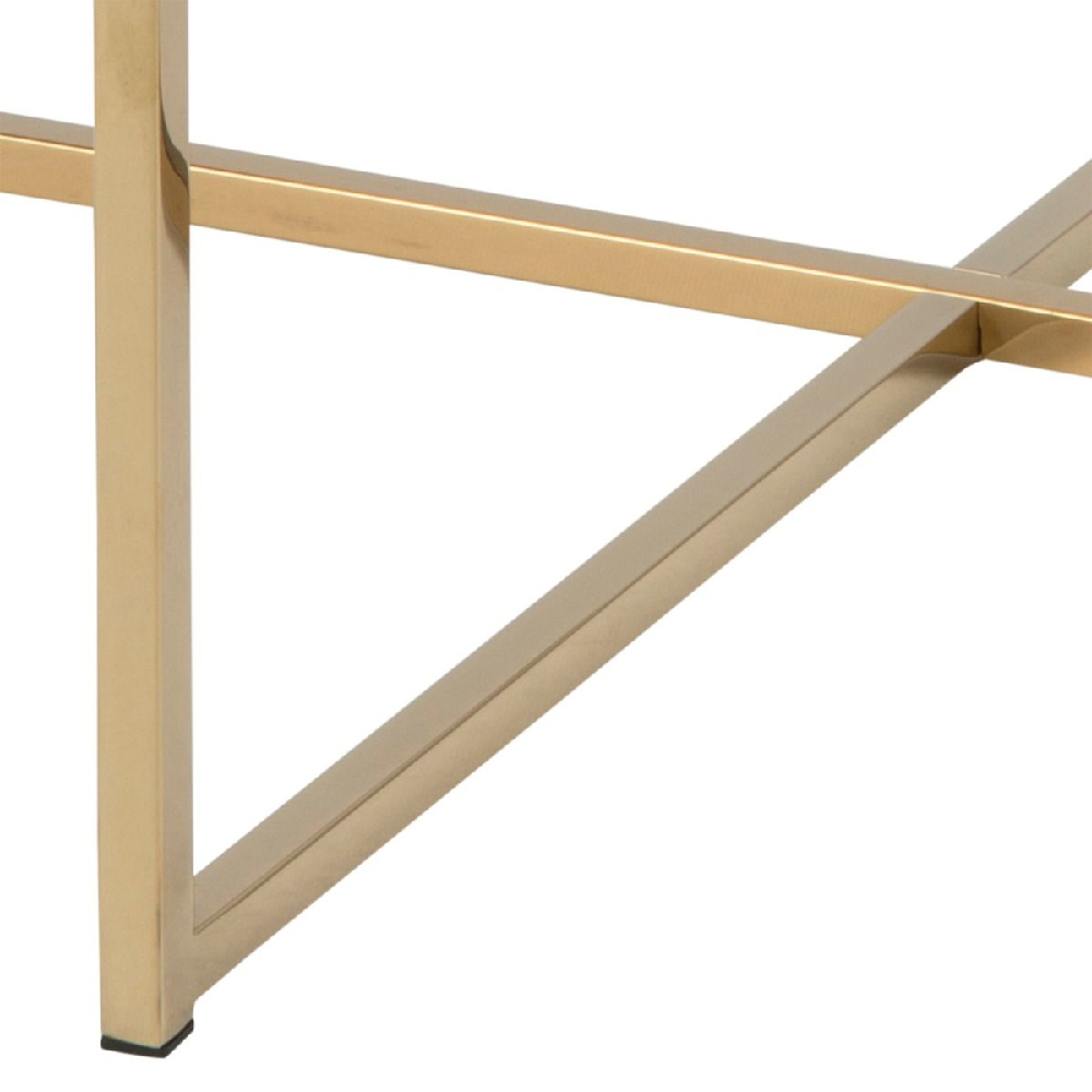 Allen White Marble Coffee Table With Glass Top In Gold