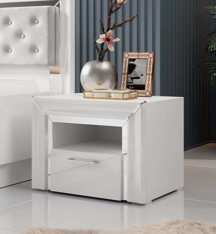 Product photograph of Allen Wooden Bedside Cabinet With 1 Drawer In White from Furniture in Fashion