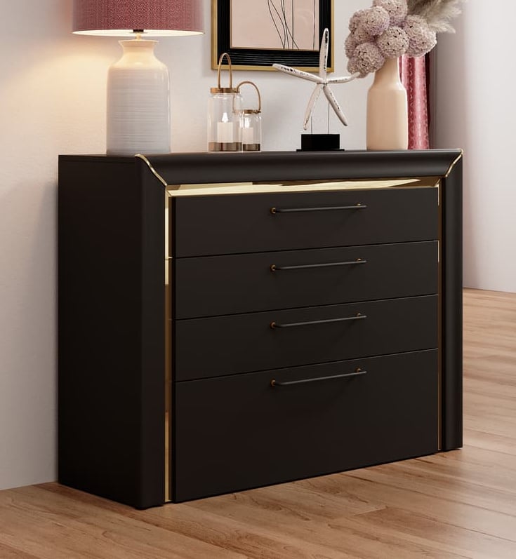 Product photograph of Allen Wooden Chest Of 4 Drawers In Black from Furniture in Fashion