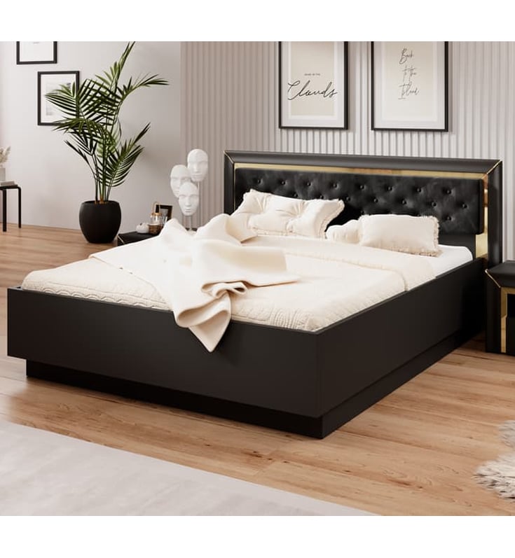 Allen Wooden Super King Size Bed In Black