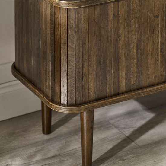 Allen Wooden TV Stand With 2 Sliding Doors In Dark Oak