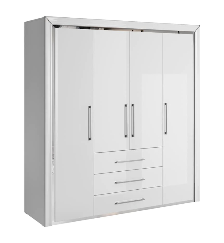 Allen Wooden Wardrobe With 4 Hinged Doors In White