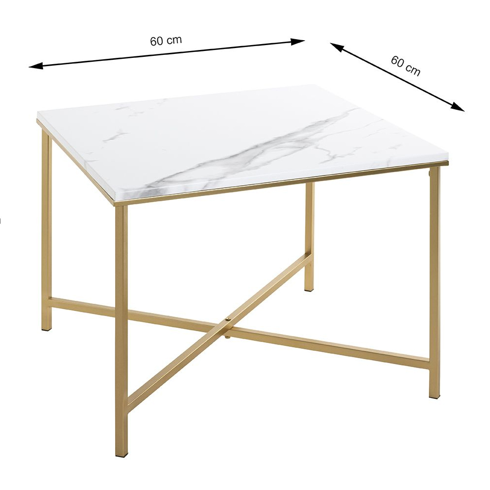 Allerton Large Wooden Square End Table In White Marble Effect