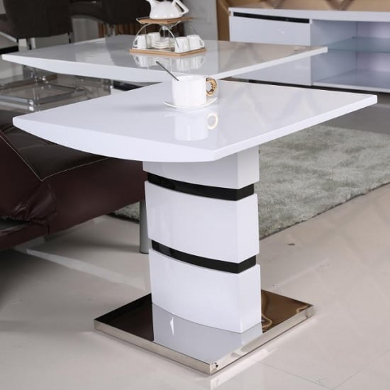 Allesia High Gloss Lamp Table Square In White And Black