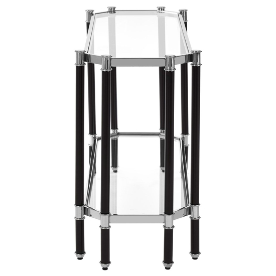 Allessa Clear Glass Console Table With Black And Silver Frame_3