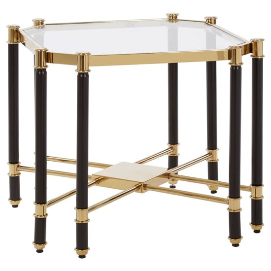 Allessa Clear Glass End Table With Black And Gold Frame_1