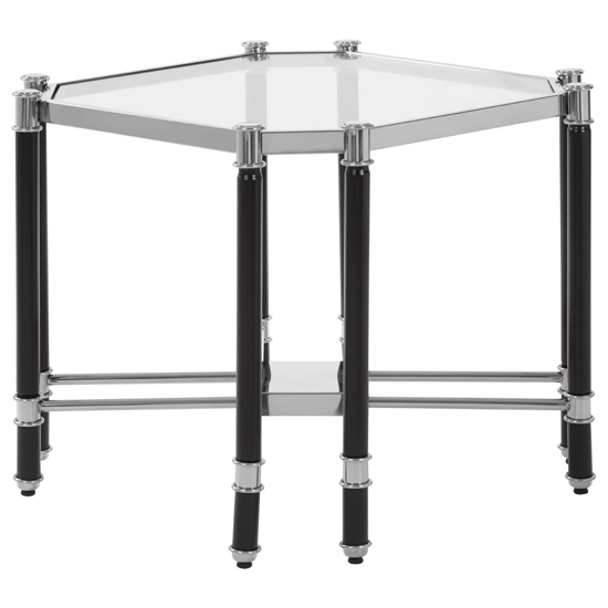 Allessa Clear Glass End Table With Black And Silver Frame_3