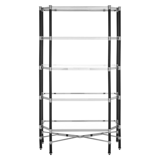 Allessa Clear Glass Shelving Unit With Black And Silver Frame