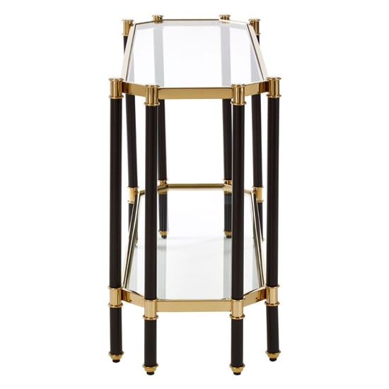Allessa Clear Glass Console Table With Black And Gold Frame_3