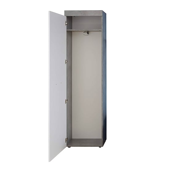 Alley Wooden Wardrobe In White And Cement Grey_4