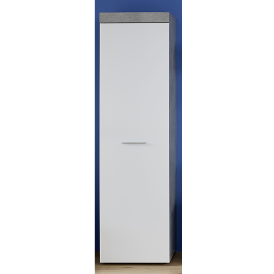 Alley Wooden Wardrobe In White And Cement Grey thumbnail