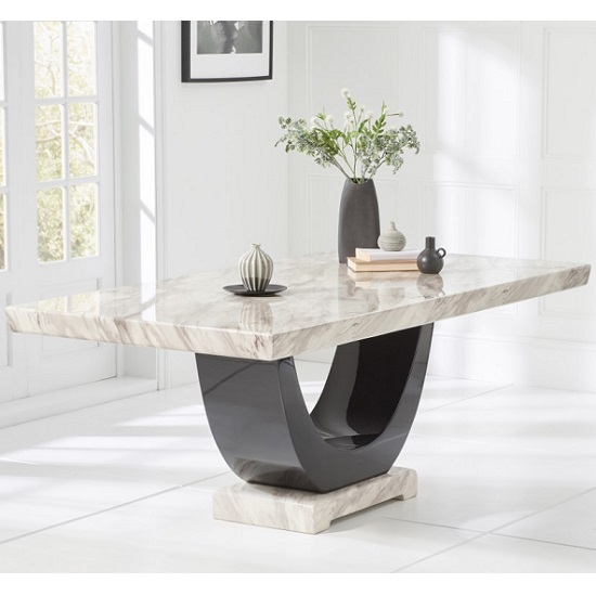 Allie Marble Large Dining Table Rectangular In Cream And Black