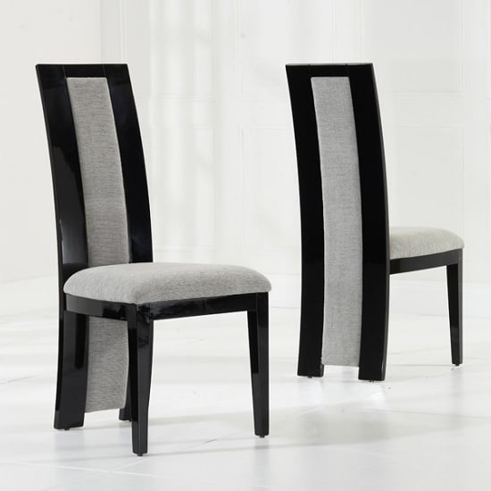 Allie Black High Gloss Dining Chairs With Grey Seat In A Pair_1