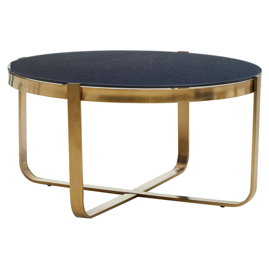 Product photograph of Allina Round Black Glass Coffee Tables With Gold Steel Base from Furniture in Fashion