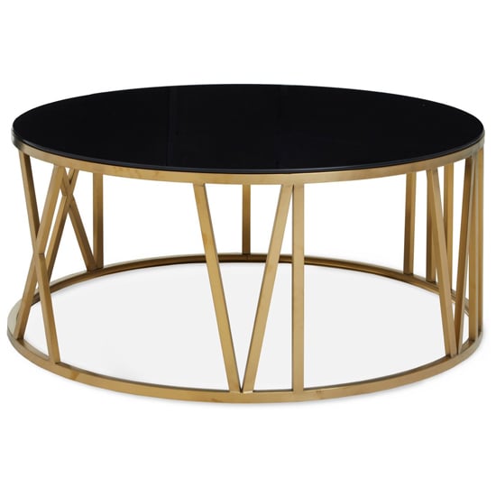 Allina Round Black Glass Coffee Tables With Gold Steel Frame