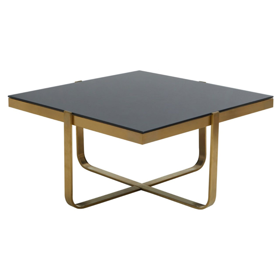 Allina Square Black Glass Coffee Tables With Gold Steel Base
