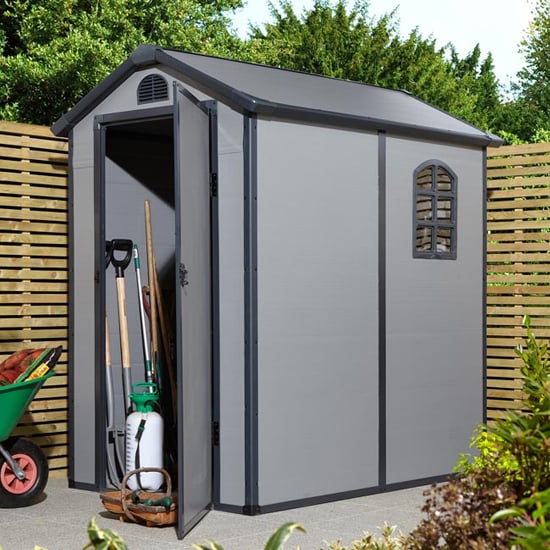 Alloya Plastic 4x6 Apex Shed In Light Grey