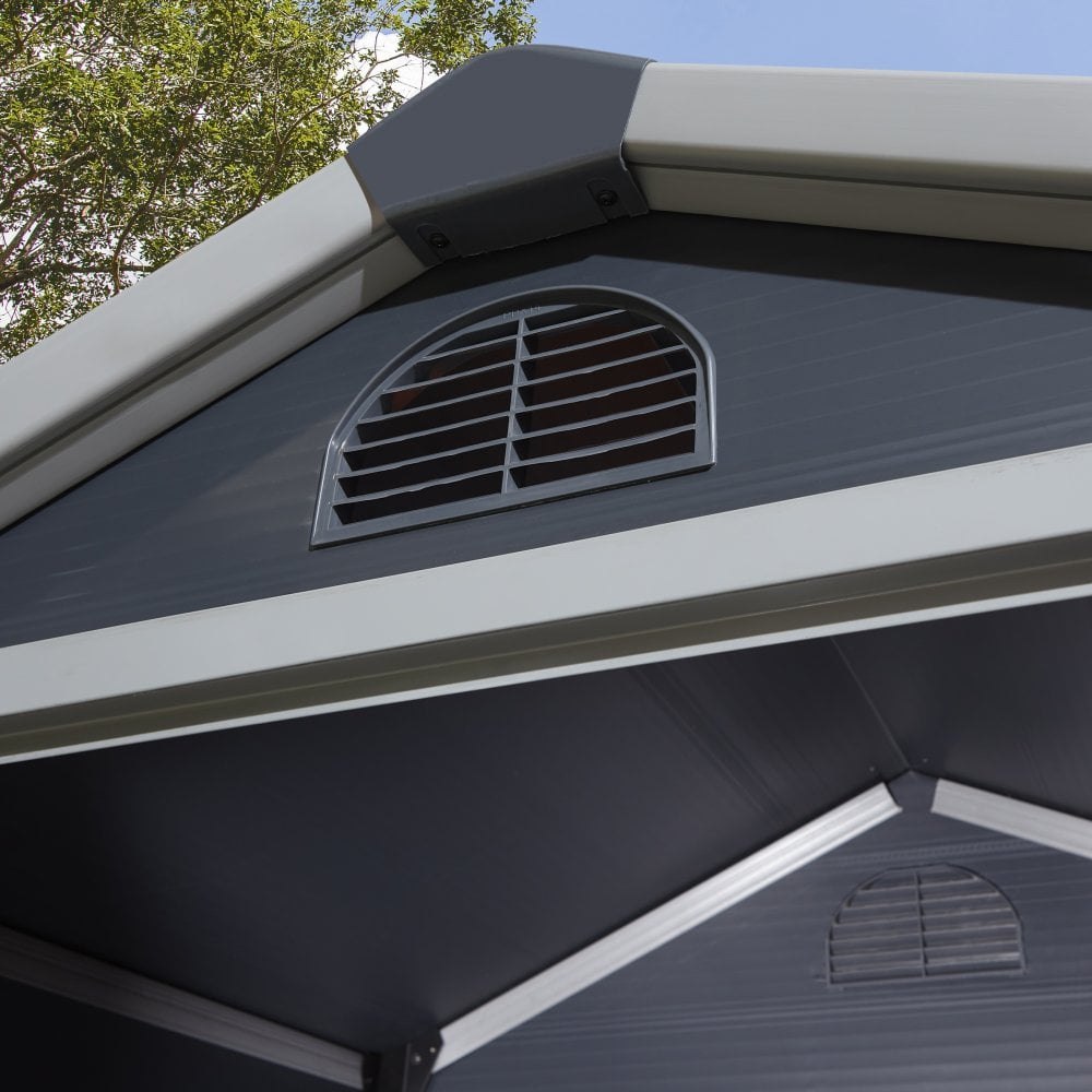 Alloya Plastic Garden Apex Shed In Dark Grey 4x3