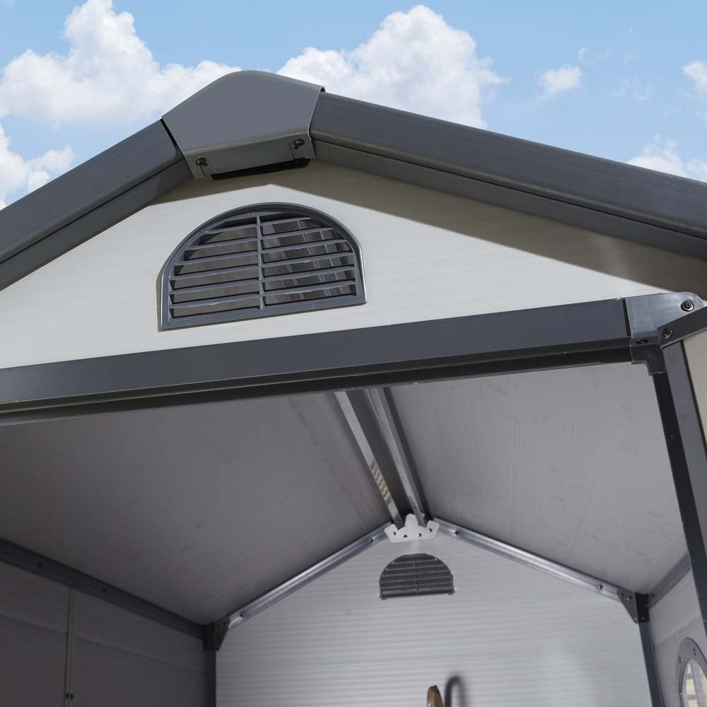 Alloya Plastic Garden Apex Shed In Light Grey 4x6