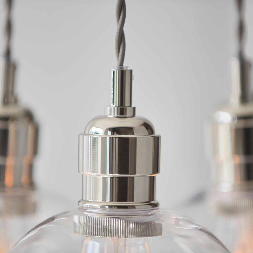 Allston 3 Clear Glass Pendant Ceiling Light In Nickel