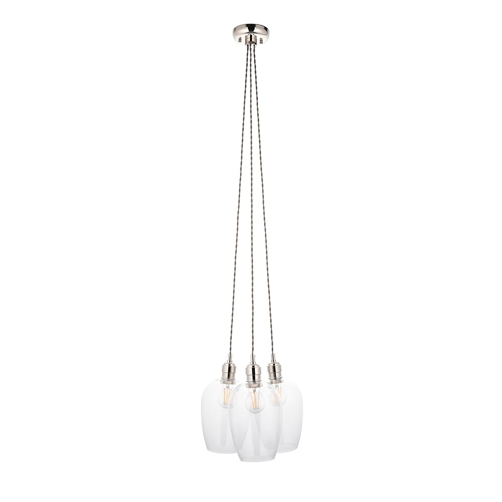 Allston 3 Clear Glass Pendant Ceiling Light In Nickel