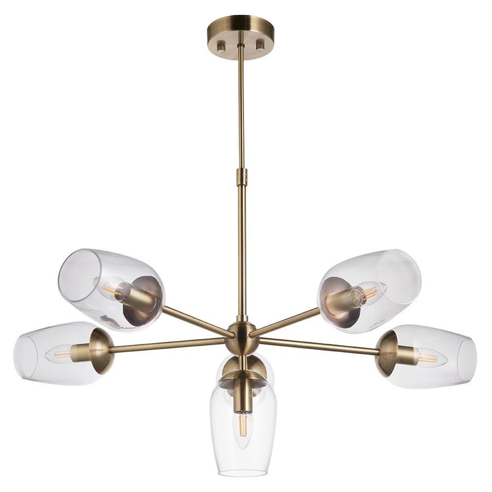 Allston 6 Lights Glass Shade Pendent Ceiling Light In Brass
