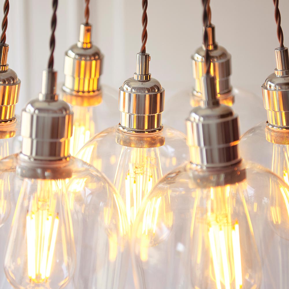 Allston 7 Clear Glass Cluster Pendant Ceiling Light In Nickel