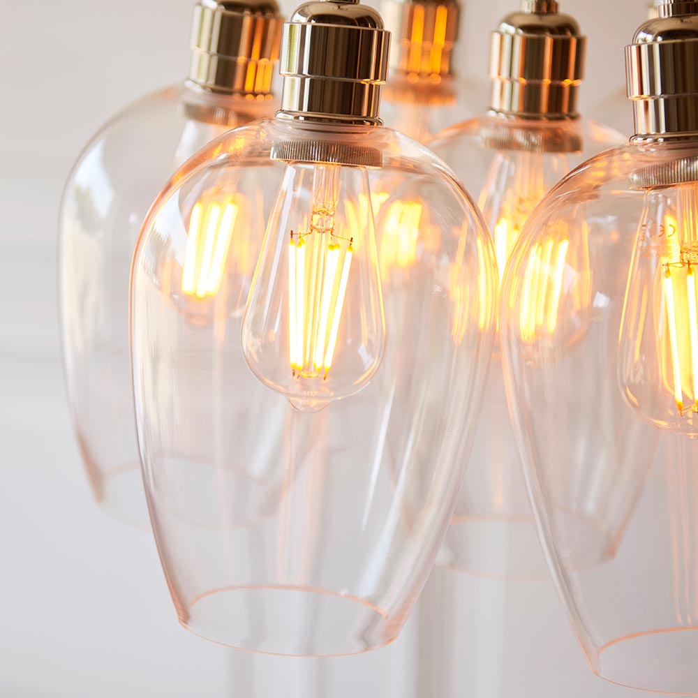 Allston 7 Clear Glass Cluster Pendant Ceiling Light In Nickel