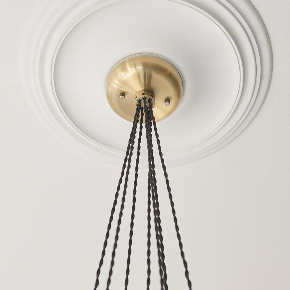 Allston 7 Clear Glass Pendant Ceiling Light In Antique Brass
