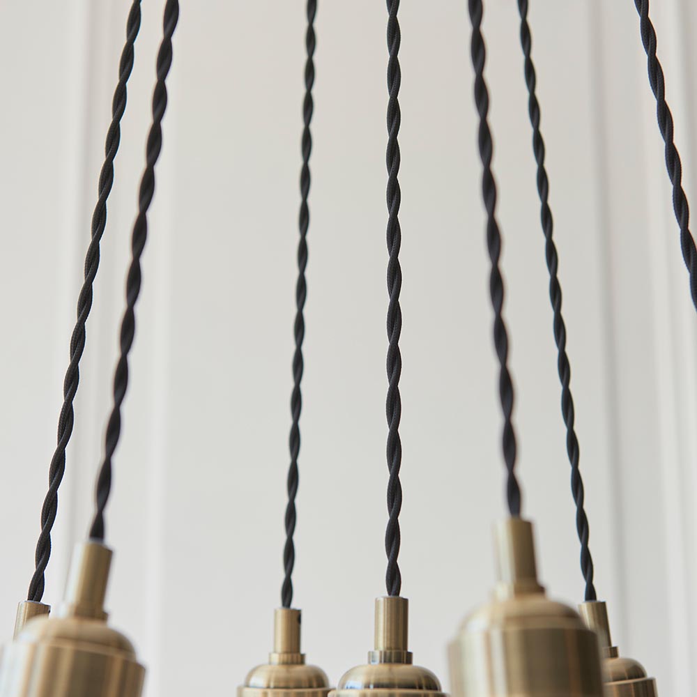 Allston 7 Clear Glass Pendant Ceiling Light In Antique Brass