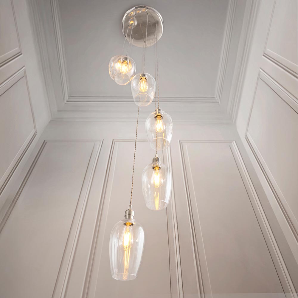 Allston 7 Clear Glass Pendant Ceiling Light In Nickel