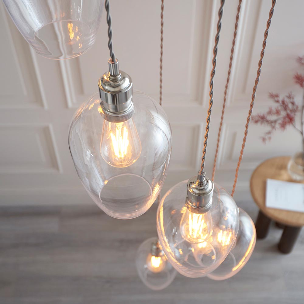Allston 7 Clear Glass Pendant Ceiling Light In Nickel