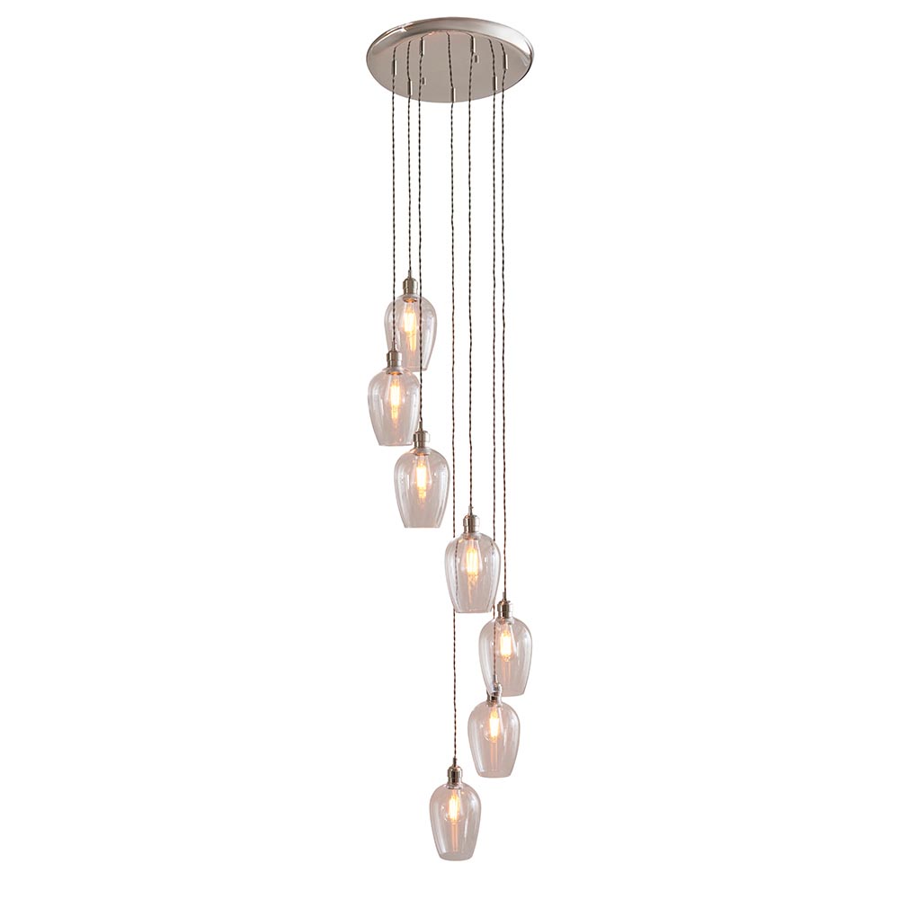 Allston 7 Clear Glass Pendant Ceiling Light In Nickel