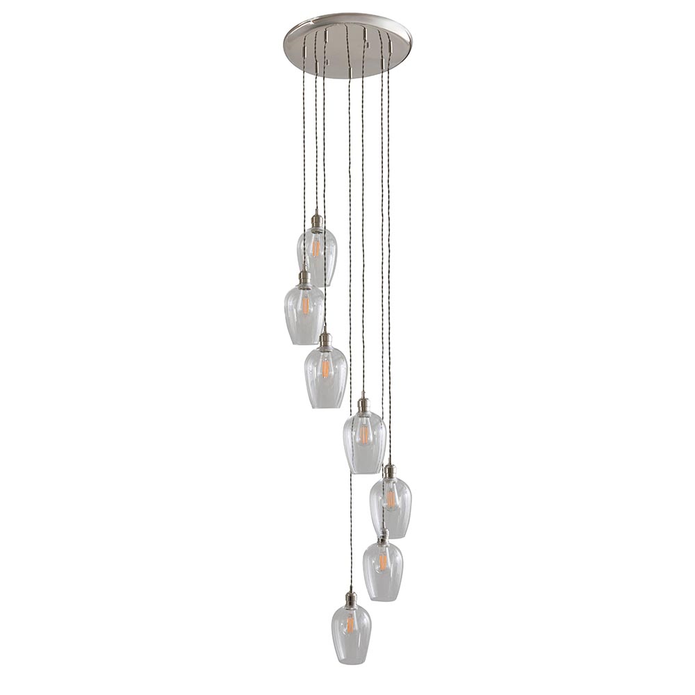Allston 7 Clear Glass Pendant Ceiling Light In Nickel