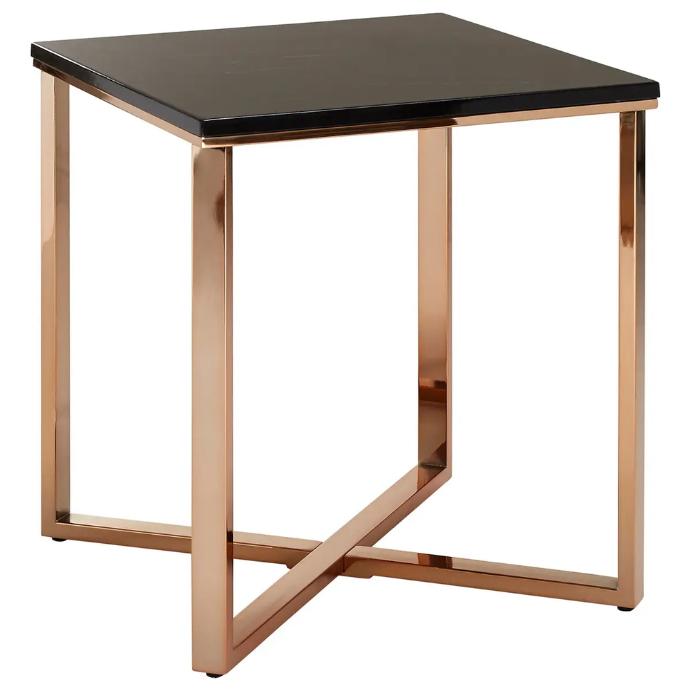 Allston Black Faux Marble End Table With Champagne Frame