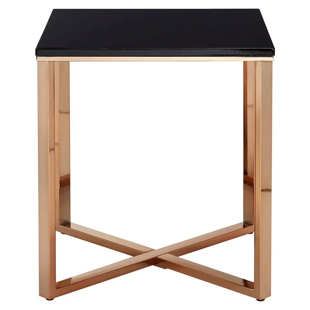 Allston Black Faux Marble End Table With Champagne Frame