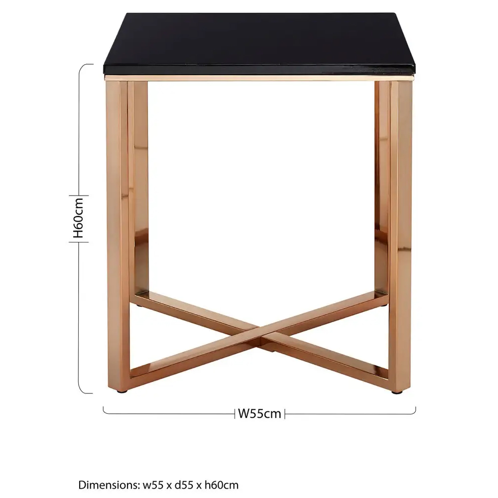 Allston Black Faux Marble End Table With Champagne Frame