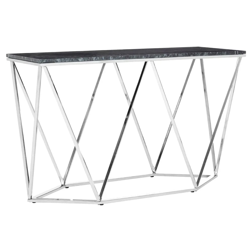 Allston Black Marble Console Table With Silver Frame