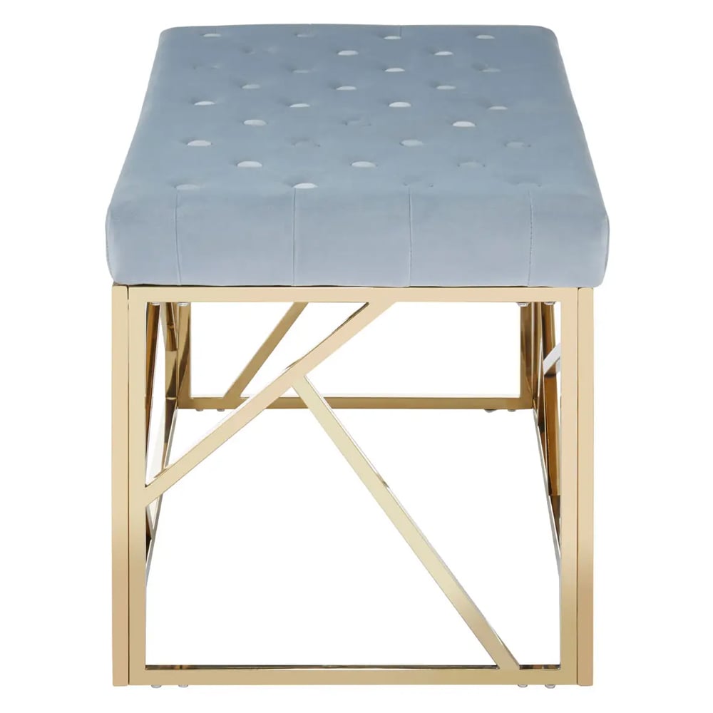Allston Blue Velvet Seating Bench With Gold Angled Frame