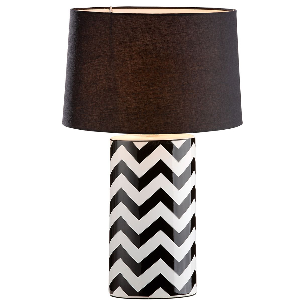 Allston Ceramics Zig Zag Table Lamp In Black And White