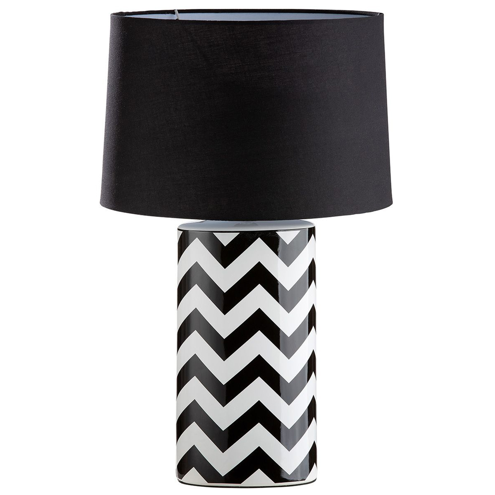 Allston Ceramics Zig Zag Table Lamp In Black And White