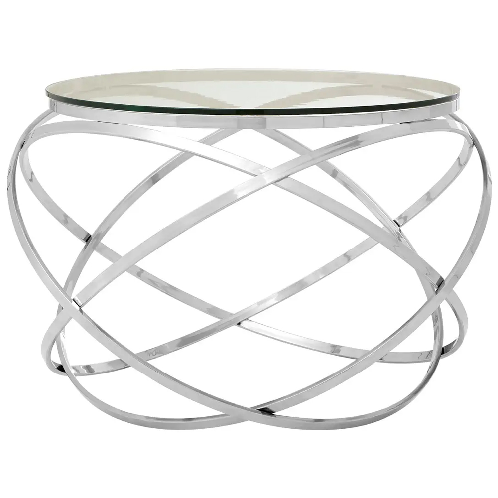 Allston Clear Glass End Table With Hoops Silver Frame