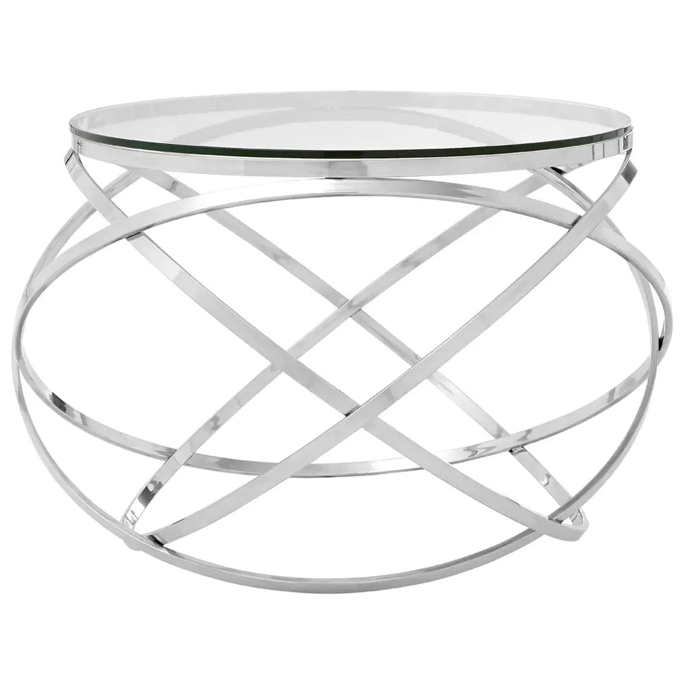 Allston Clear Glass End Table With Hoops Silver Frame