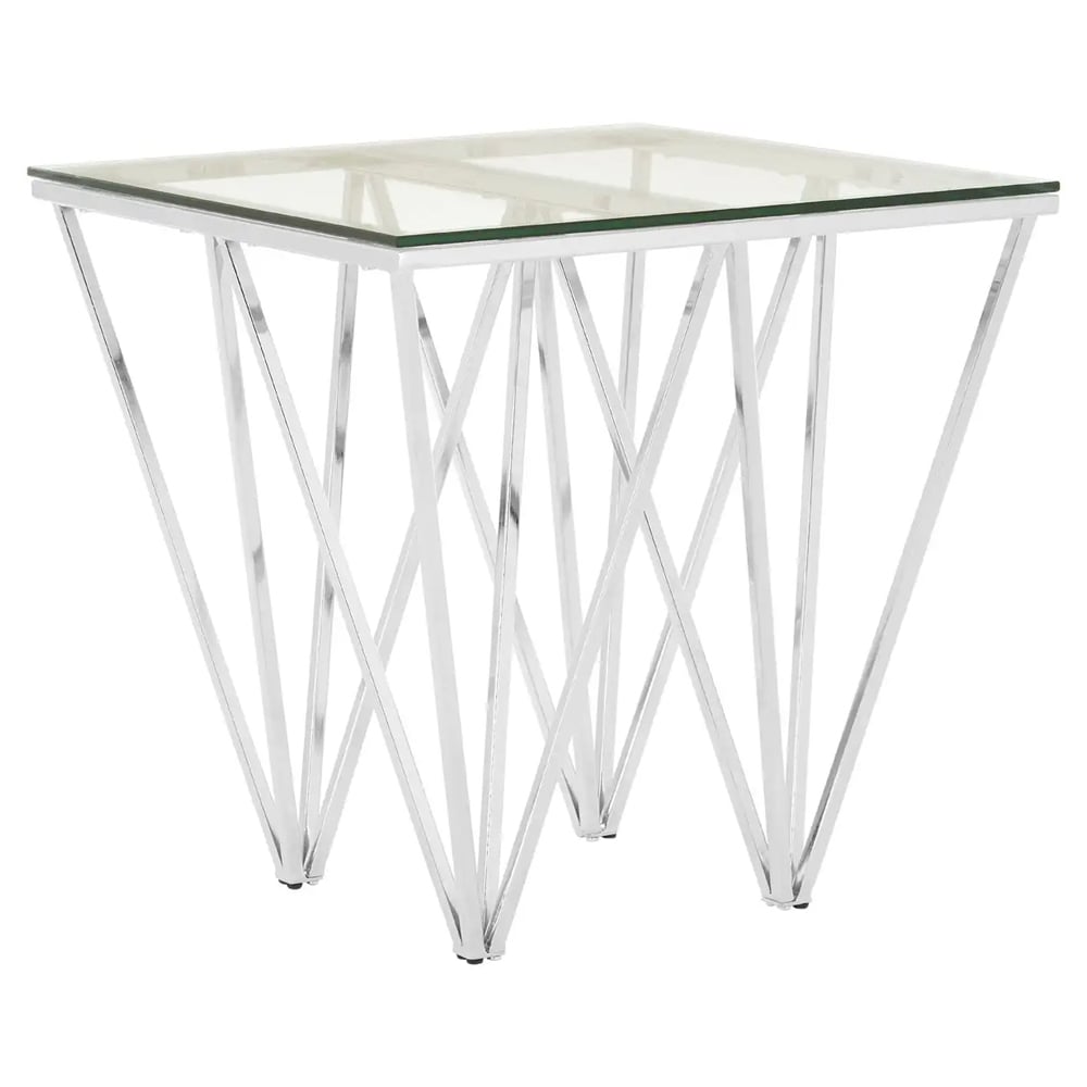 Allston Clear Glass End Table With Prismatic Chrome Frame