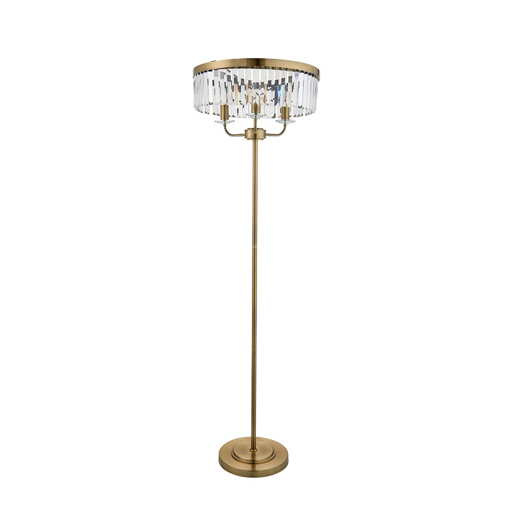 Allston Clear Glass Floor Lamp In Antique Brass
