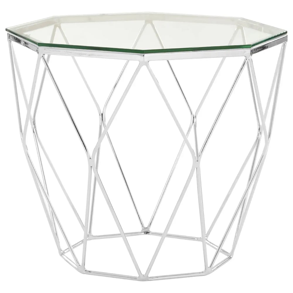 Allston Clear Glass Polygonal End Table With Chrome Frame