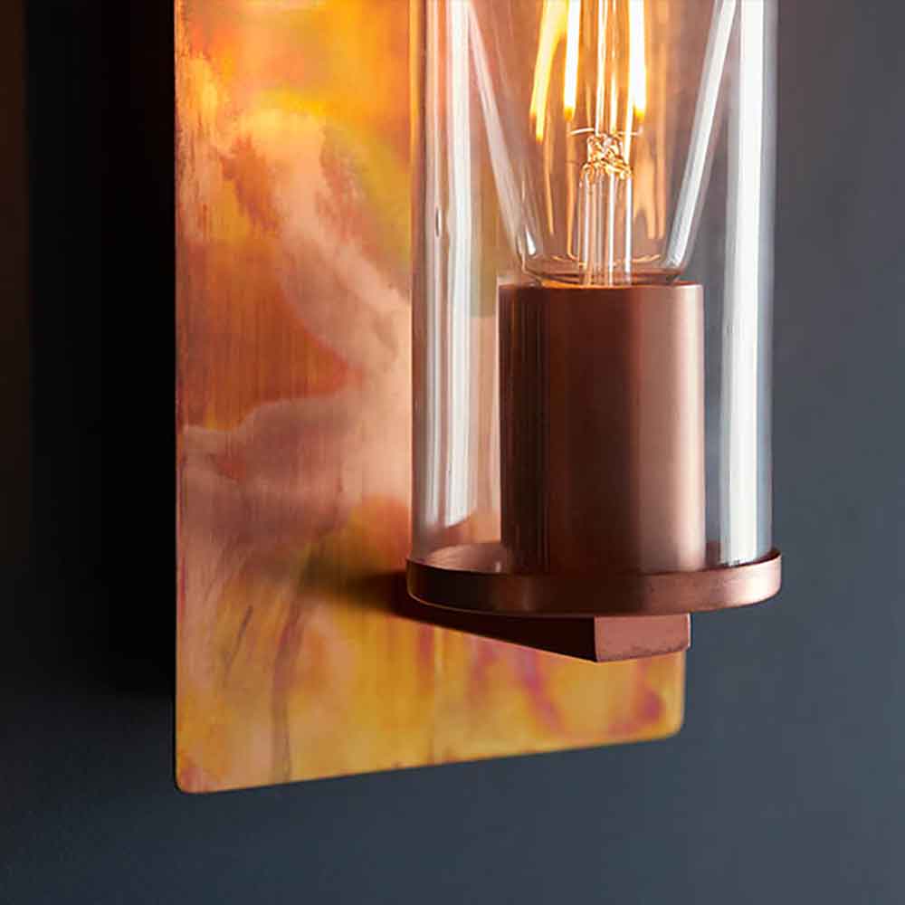 Allston Clear Glass Wall Light In Copper